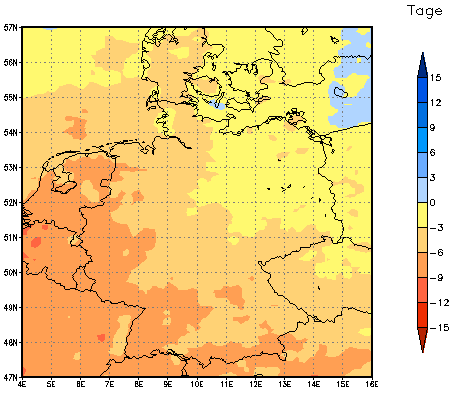 Gebietsmittel dieses Klimalaufs: -4 Tage