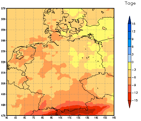 Gebietsmittel dieses Klimalaufs: -5 Tage