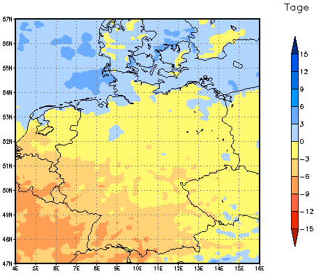 Gebietsmittel dieses Klimalaufs: -1 Tage