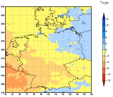 Gebietsmittel dieses Klimalaufs: -1 Tage