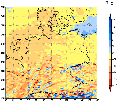 Gebietsmittel dieses Klimalaufs: -4 Tage