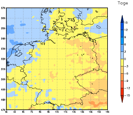 Gebietsmittel dieses Klimalaufs: -2 Tage