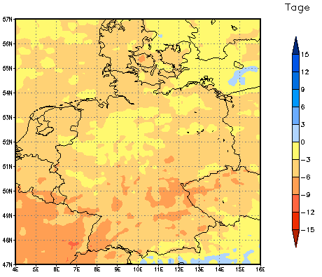 Gebietsmittel dieses Klimalaufs: -3 Tage