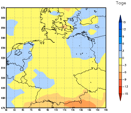 Gebietsmittel dieses Klimalaufs: -1 Tage