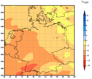 Gebietsmittel dieses Klimalaufs: -6 Tage