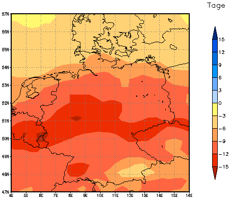 Gebietsmittel dieses Klimalaufs: -11 Tage