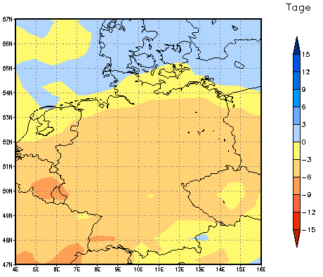 Gebietsmittel dieses Klimalaufs: -4 Tage