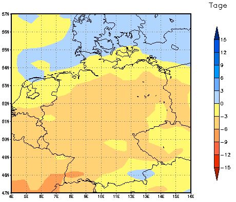 Gebietsmittel dieses Klimalaufs: -4 Tage