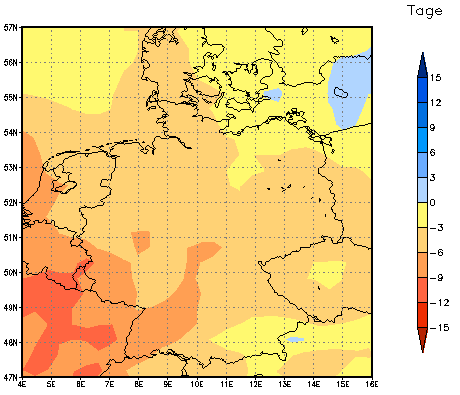 Gebietsmittel dieses Klimalaufs: -4 Tage