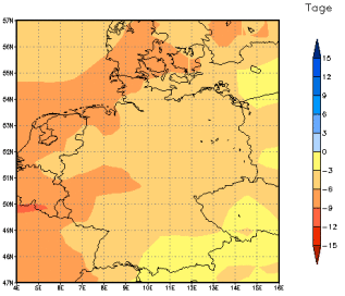 Gebietsmittel dieses Klimalaufs: -5 Tage