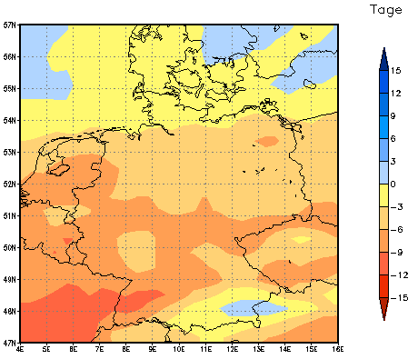 Gebietsmittel dieses Klimalaufs: -5 Tage