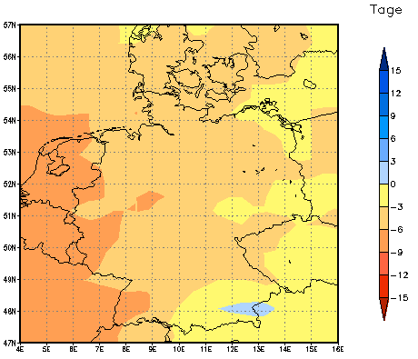 Gebietsmittel dieses Klimalaufs: -5 Tage