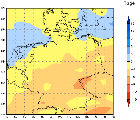 Gebietsmittel dieses Klimalaufs: -5 Tage