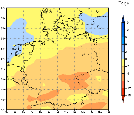 Gebietsmittel dieses Klimalaufs: -3 Tage