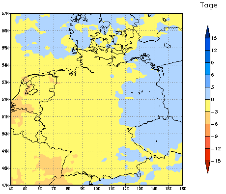 Gebietsmittel dieses Klimalaufs: -2 Tage