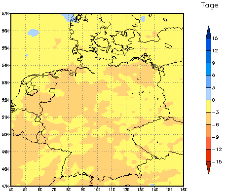 Gebietsmittel dieses Klimalaufs: -3 Tage