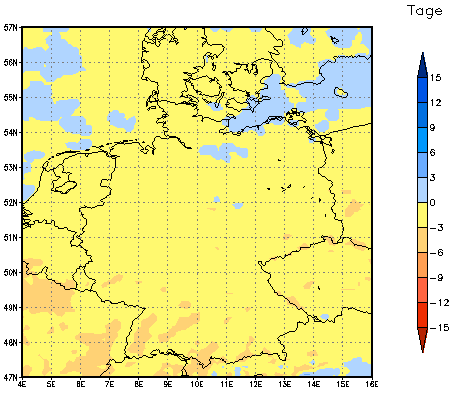 Gebietsmittel dieses Klimalaufs: -1 Tage