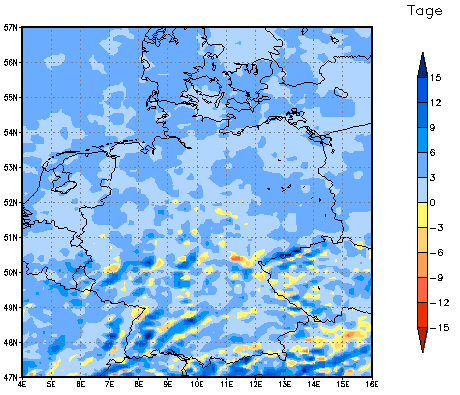 Gebietsmittel dieses Klimalaufs: +3 Tage