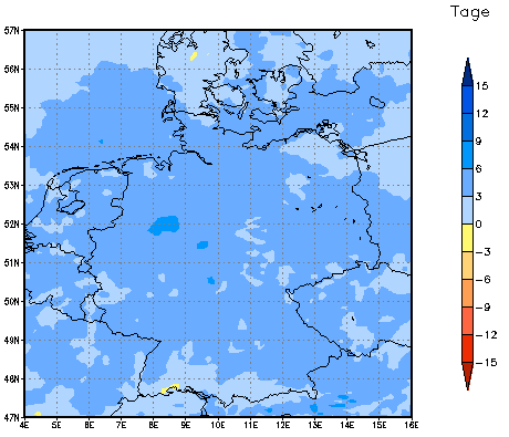 Gebietsmittel dieses Klimalaufs: +4 Tage