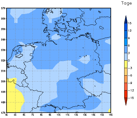 Gebietsmittel dieses Klimalaufs: +3 Tage