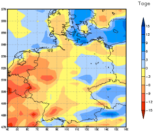 Gebietsmittel dieses Klimalaufs: -2 Tage