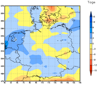 Gebietsmittel dieses Klimalaufs: -1 Tage