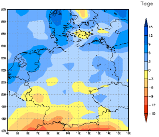 Gebietsmittel dieses Klimalaufs: -2 Tage