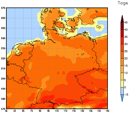 Gebietsmittel dieses Klimalaufs: +20 Tage