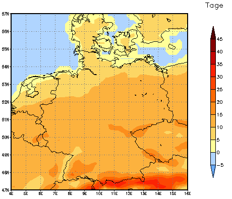 Gebietsmittel dieses Klimalaufs: +11 Tage