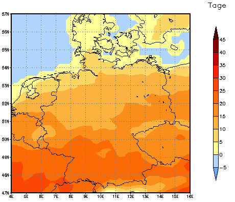 Gebietsmittel dieses Klimalaufs: +14 Tage