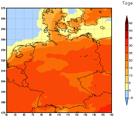 Gebietsmittel dieses Klimalaufs: +27 Tage