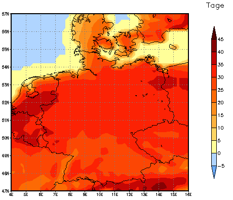 Gebietsmittel dieses Klimalaufs: +33 Tage