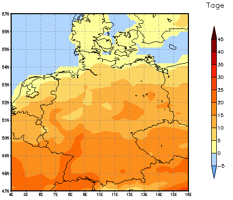 Gebietsmittel dieses Klimalaufs: +13 Tage