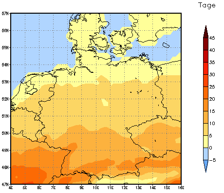 Gebietsmittel dieses Klimalaufs: +7 Tage