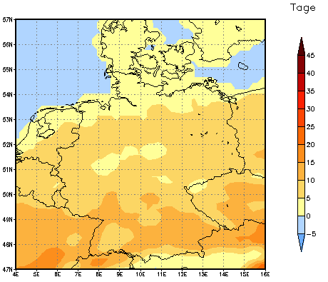 Gebietsmittel dieses Klimalaufs: +7 Tage