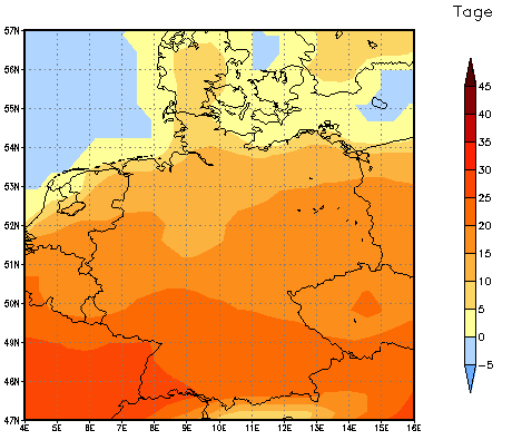 Gebietsmittel dieses Klimalaufs: +17 Tage