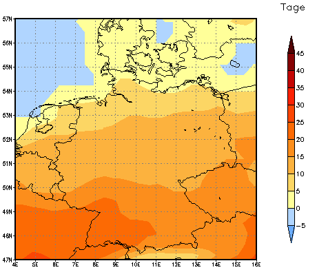 Gebietsmittel dieses Klimalaufs: +12 Tage