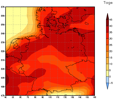 Gebietsmittel dieses Klimalaufs: +37 Tage