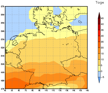 Gebietsmittel dieses Klimalaufs: +7 Tage