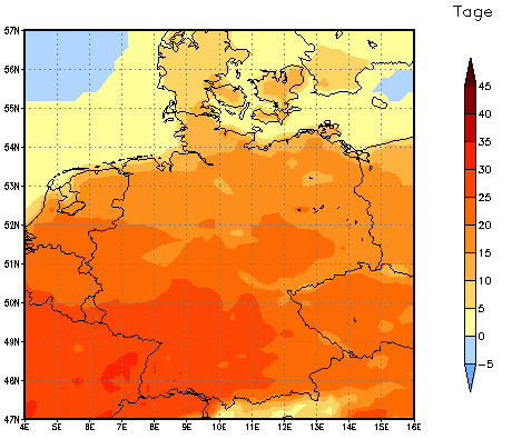 Gebietsmittel dieses Klimalaufs: +18 Tage