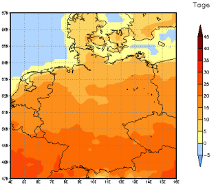 Gebietsmittel dieses Klimalaufs: +21 Tage