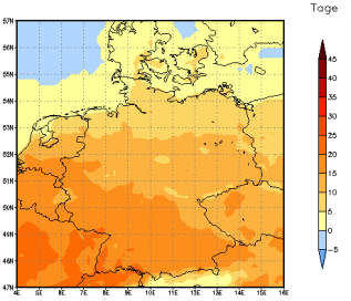 Gebietsmittel dieses Klimalaufs: +10 Tage