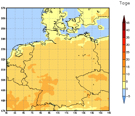 Gebietsmittel dieses Klimalaufs: +8 Tage