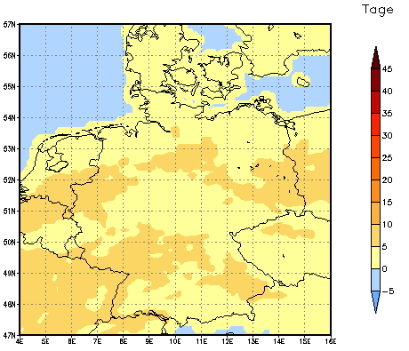 Gebietsmittel dieses Klimalaufs: +5 Tage