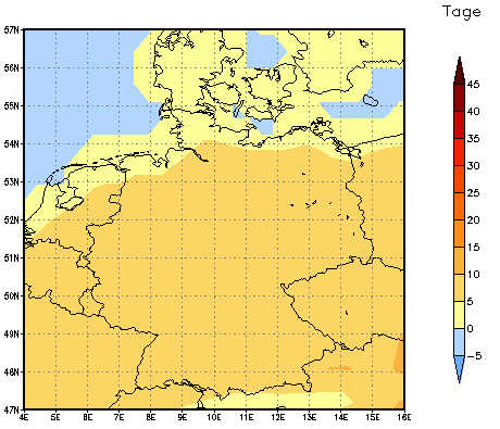 Gebietsmittel dieses Klimalaufs: +9 Tage