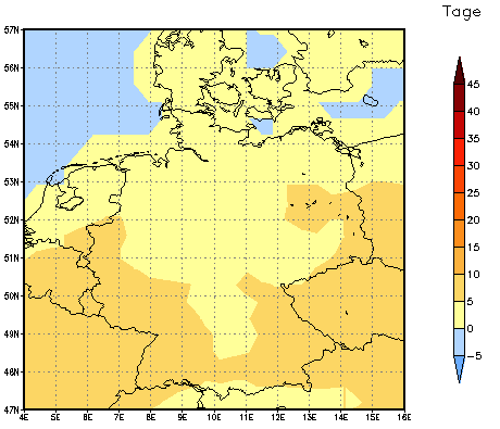 Gebietsmittel dieses Klimalaufs: +5 Tage