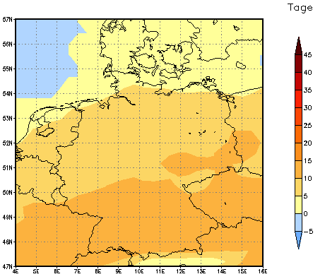 Gebietsmittel dieses Klimalaufs: +9 Tage