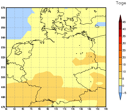 Gebietsmittel dieses Klimalaufs: +4 Tage