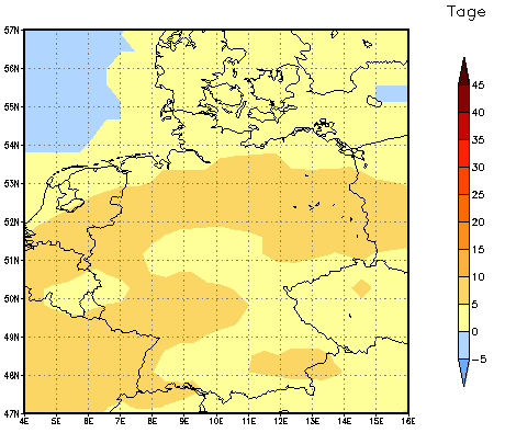 Gebietsmittel dieses Klimalaufs: +6 Tage