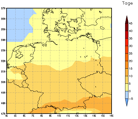 Gebietsmittel dieses Klimalaufs: +4 Tage